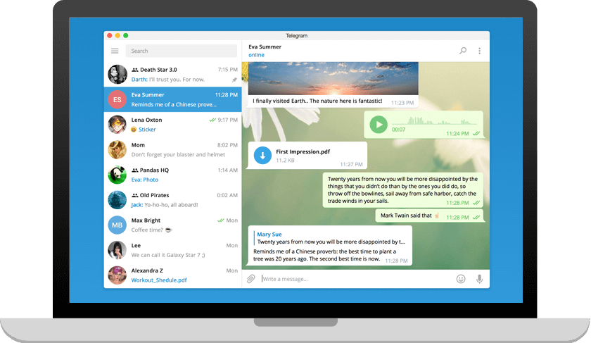 Telegram 电脑端界面预览